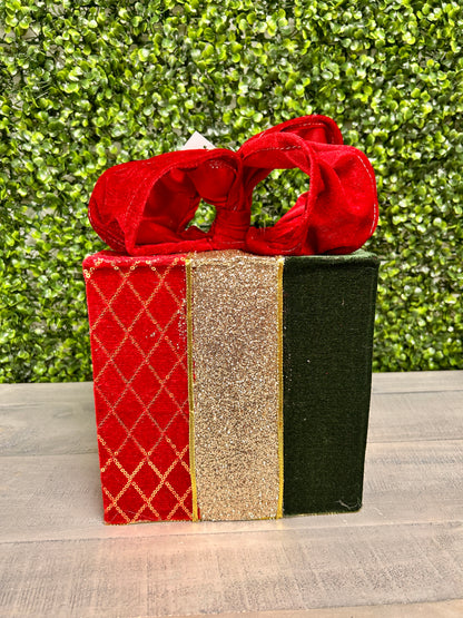 Fabric Velvet Red And Green Gift Box Three Assorted