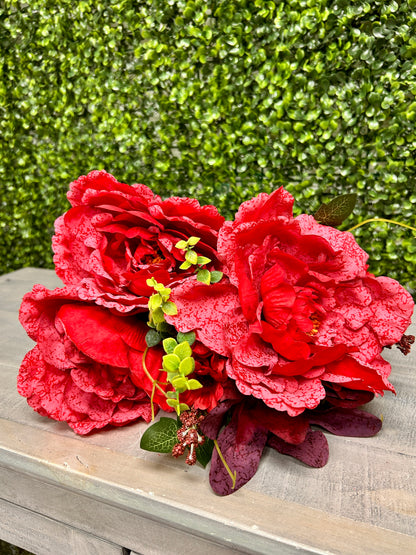 23 Inch Red Peony And Lily Mixed Bush