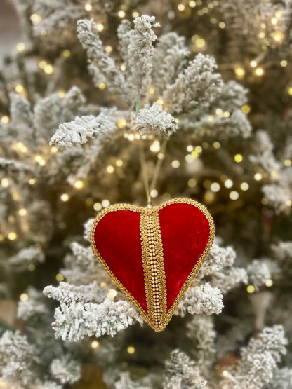 7 Inch Red Velvet Heart Ornament