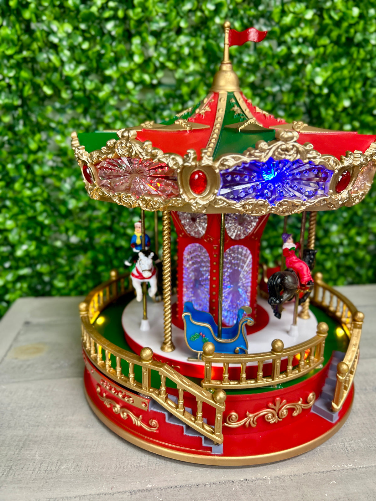 11.1 Inch Lighted Animated Holiday Carousel With Music