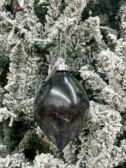6 Inch Speckle Black Teardrop Ornament