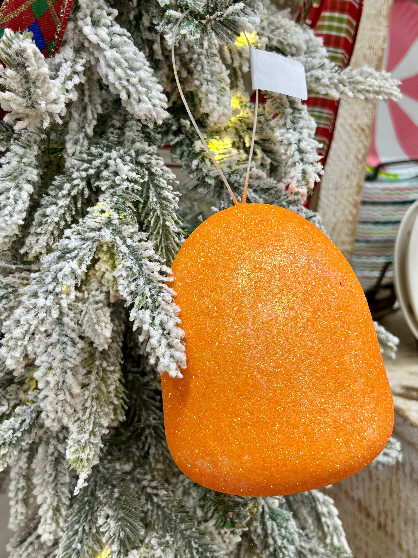 5 Inch Orange Glitter Gumdrop Ornament