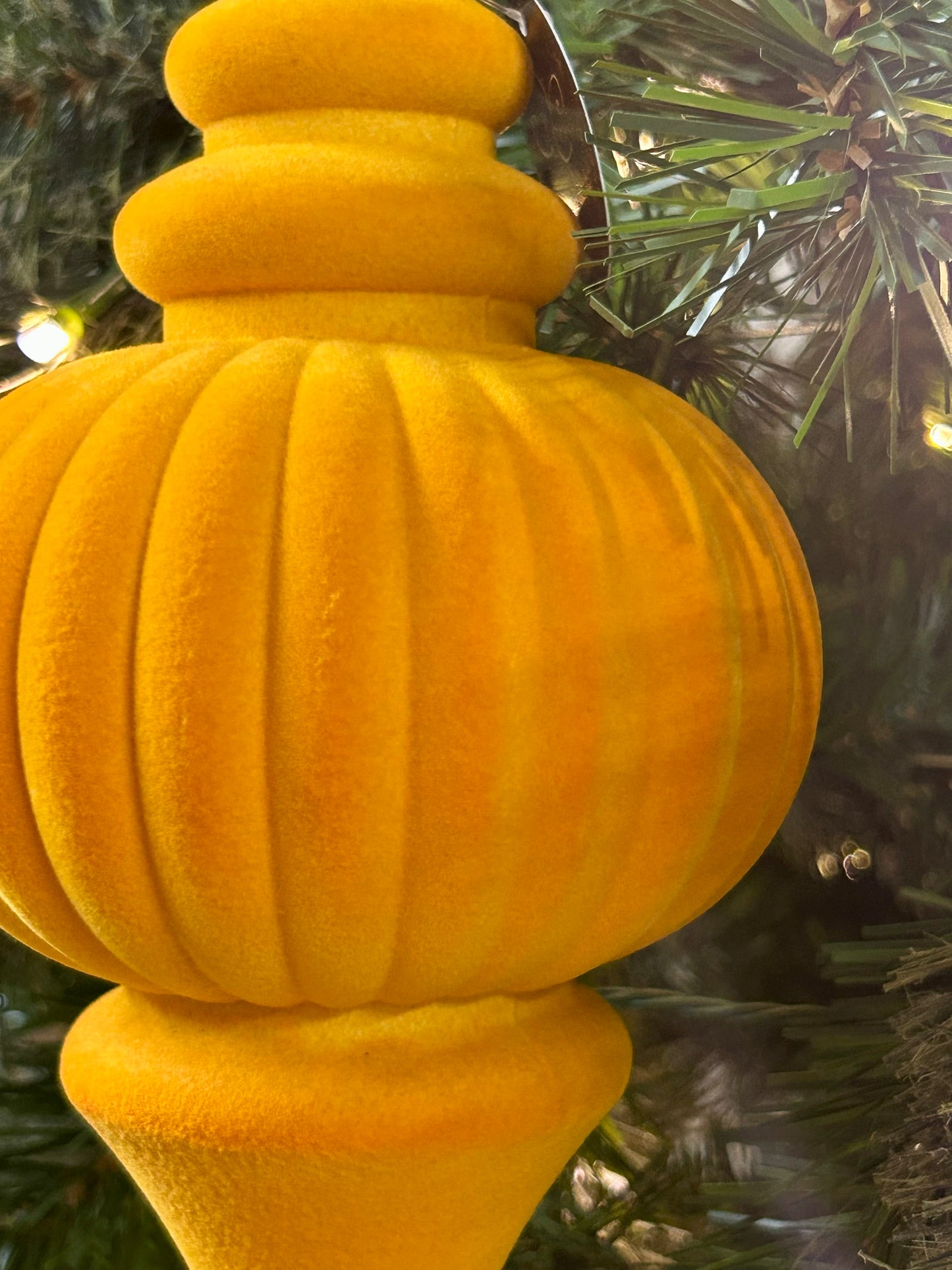 10 Inch Tangerine Plastic Flocked Finial Ornament