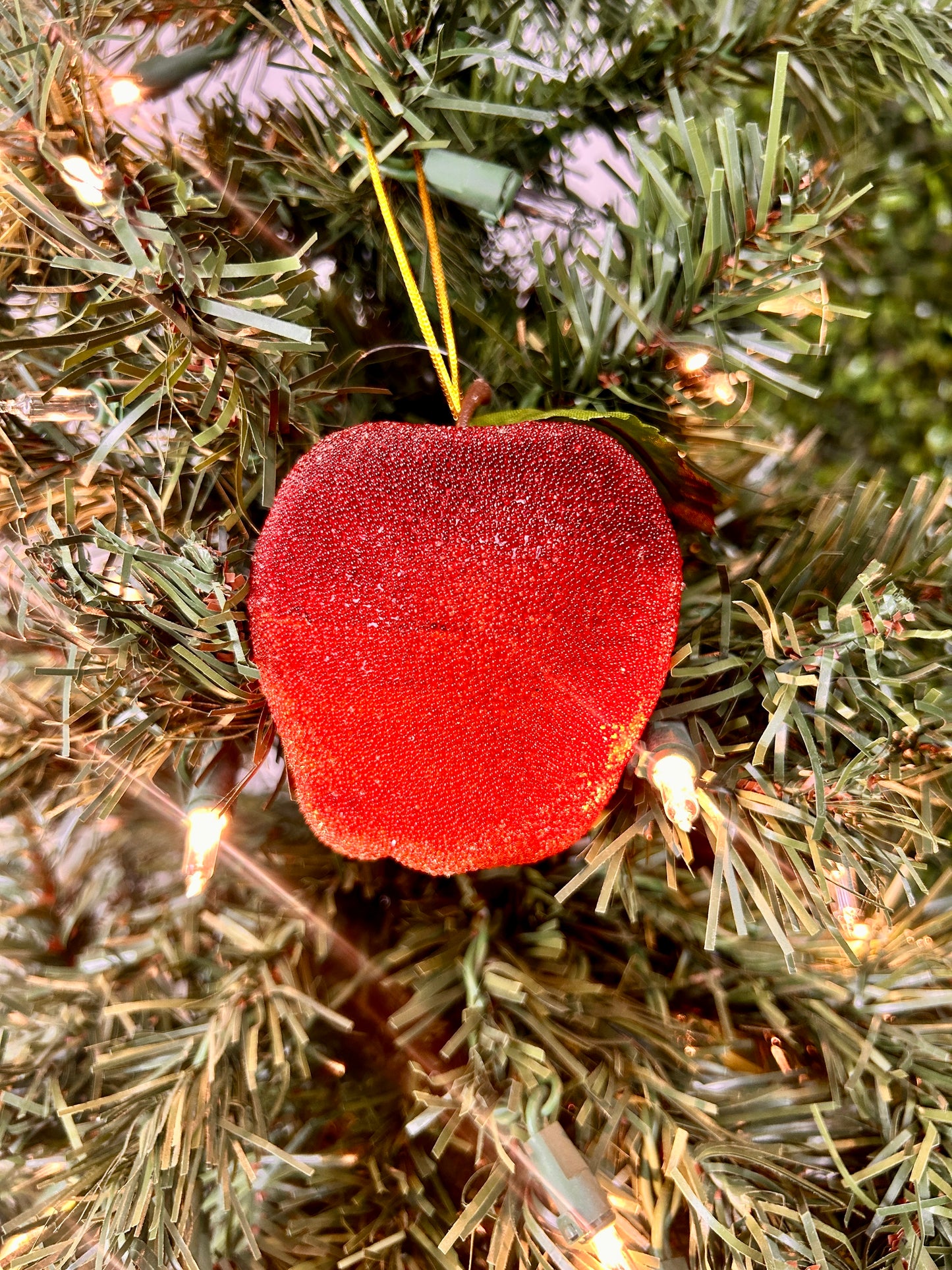 3.75 Inch Sugar Coated Christmas Apple Ornament
