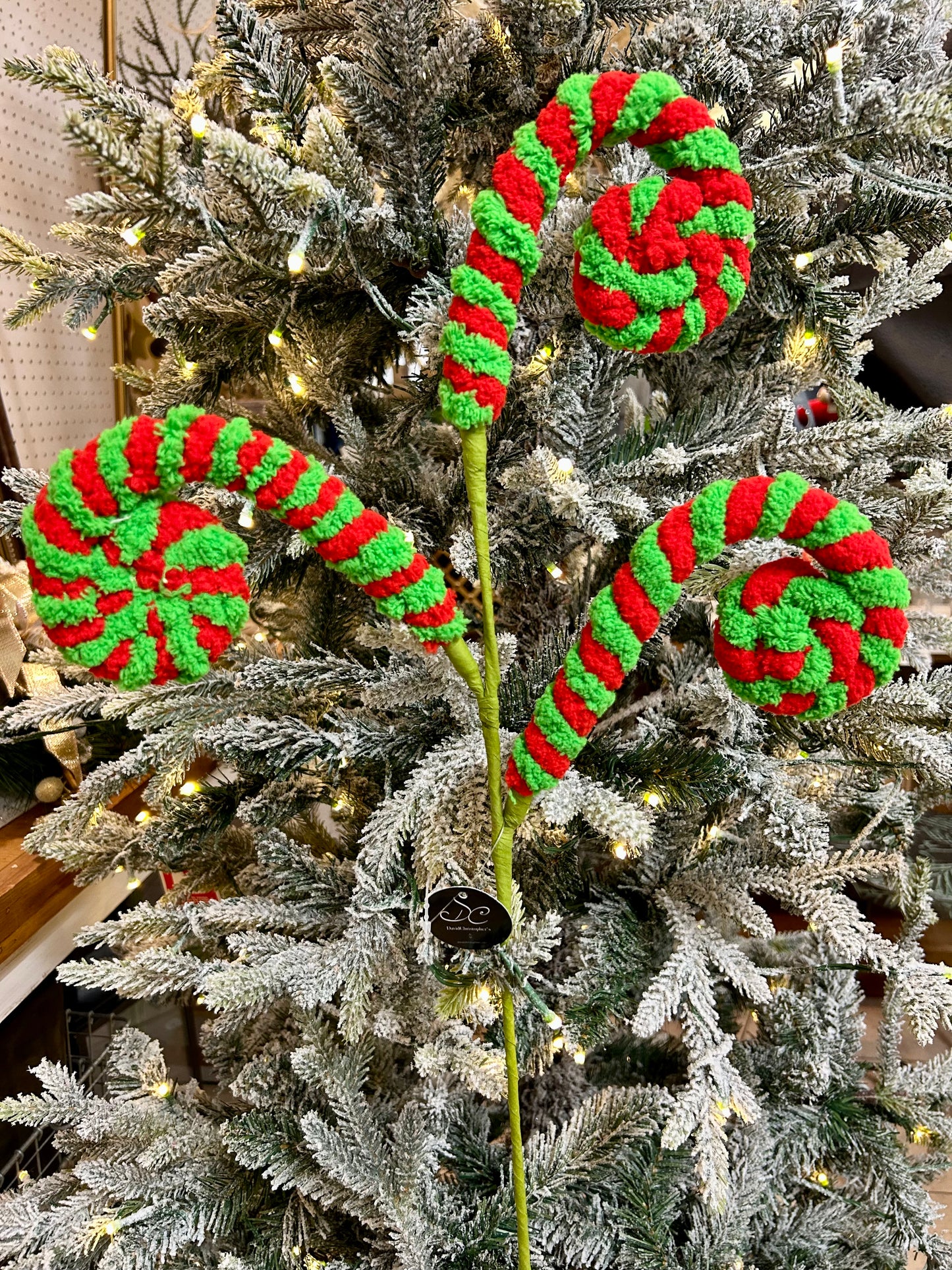 24 Inch Green And Red Faux Sherpa Curl Spray