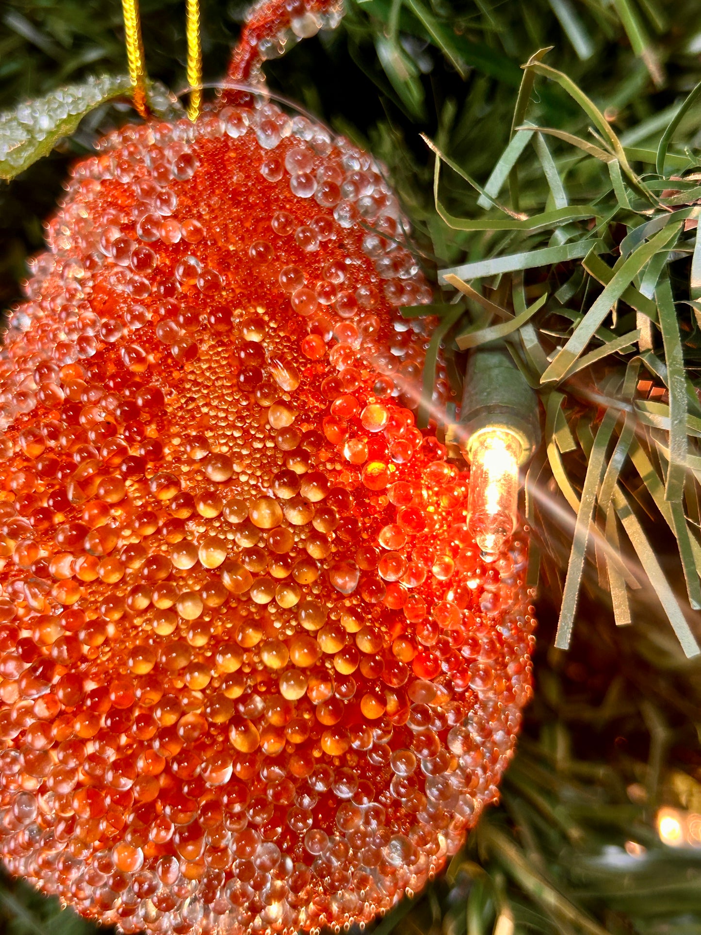 4 Inch Beaded Copper Christmas Pear Ornament