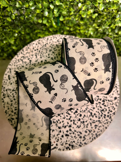 2.5 Inch By 10 Yard Cat Silhouettes Ribbon