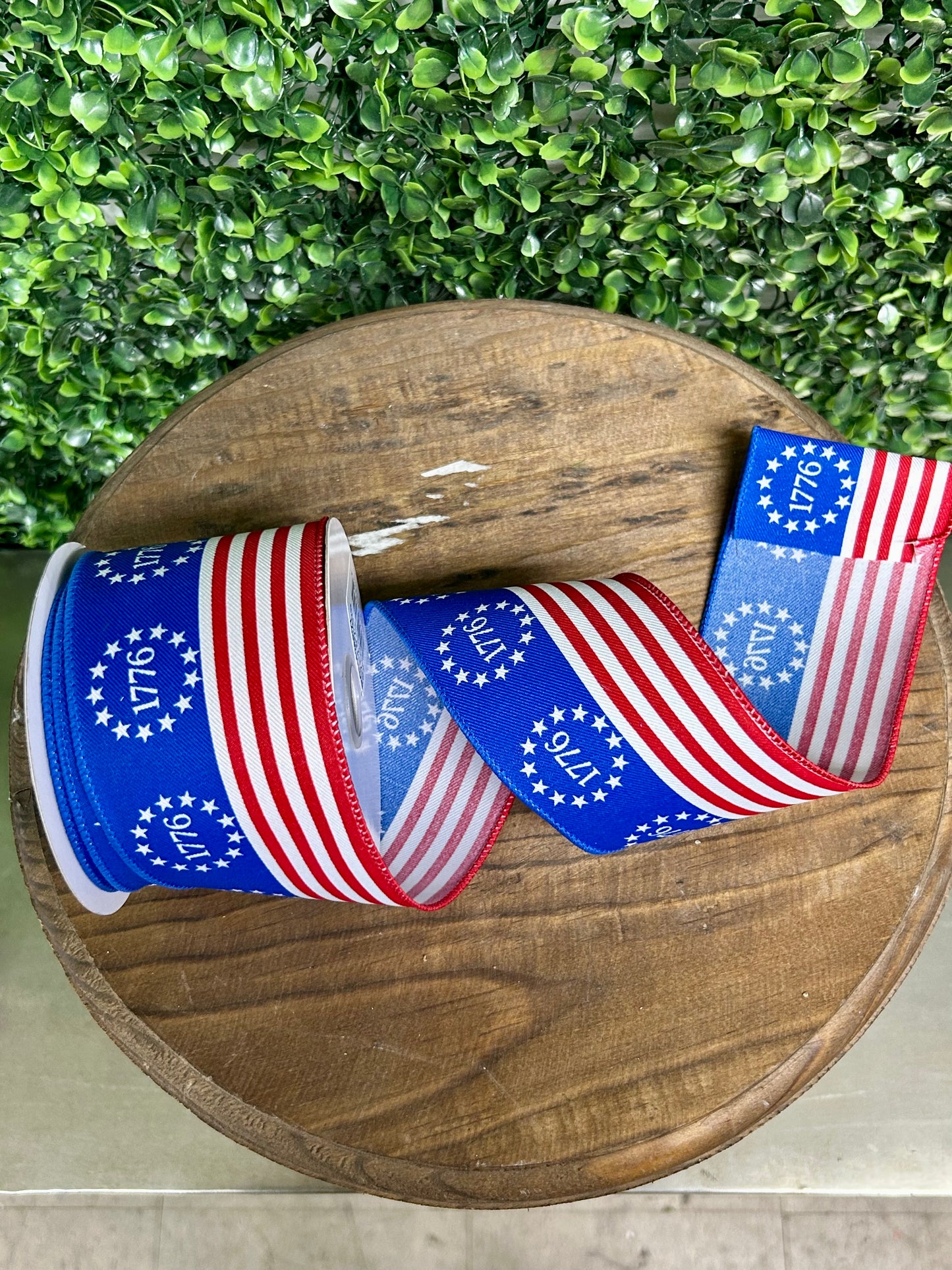 2.5 Inch By 10 Yard Red White And Blue 1776 Stars And Stripes Ribbon