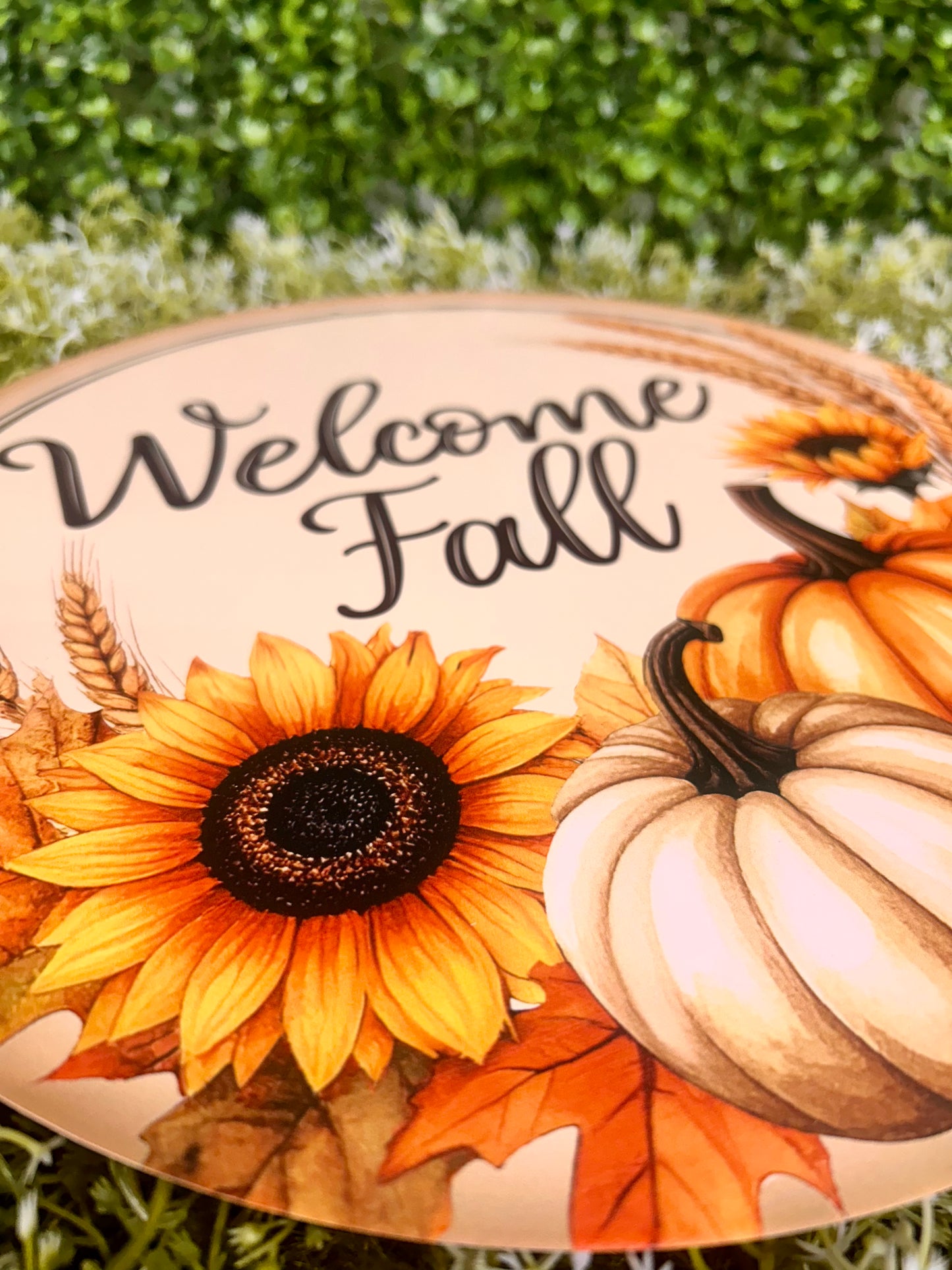 12 Inch Welcome Fall With Pumpkin Metal Sign