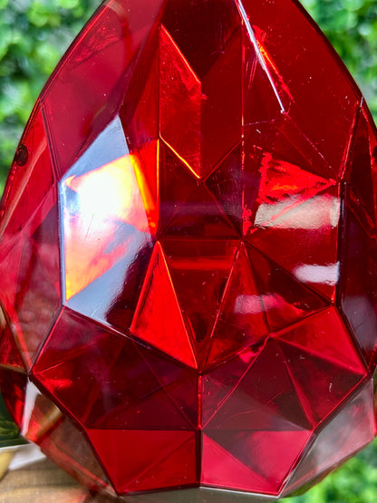 6 Inch Red Acrylic Rain Drop Diamond Ornament