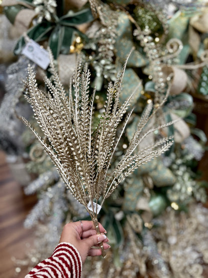 21 Inch Champagne And Silver Fern Bush