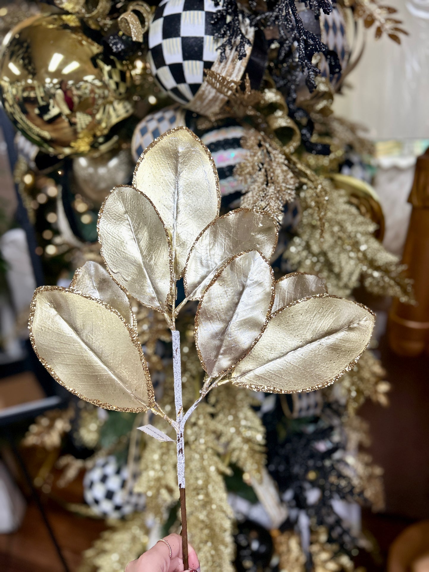 24 Inch Gold Magnolia Leaf Spray