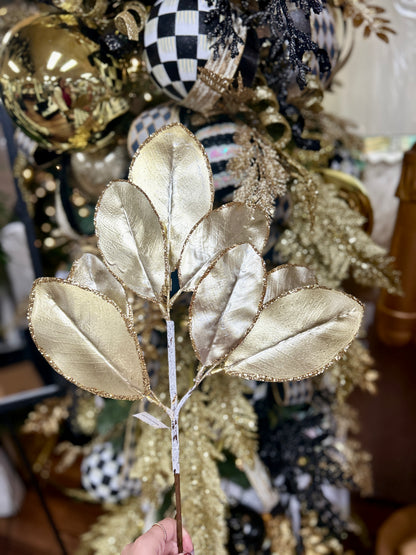 24 Inch Gold Magnolia Leaf Spray
