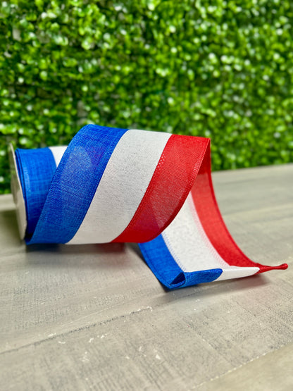 4 Inch By 10 Yard Red White And Blue Royal Burlap Ribbon