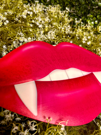 12 Inch Vampire Lips Metal Embossed Sign