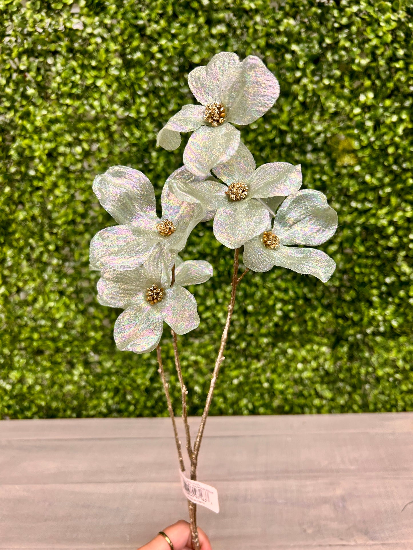 33.5 Inch Mint Green Shimmer Dogwood Spray