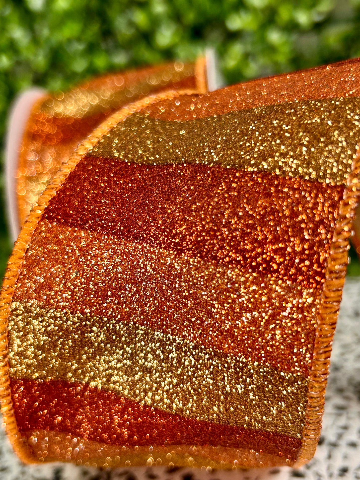 2.5 Inch By 10 Yard Three Tone Copper Horizontal Glitter Stripes Ribbon
