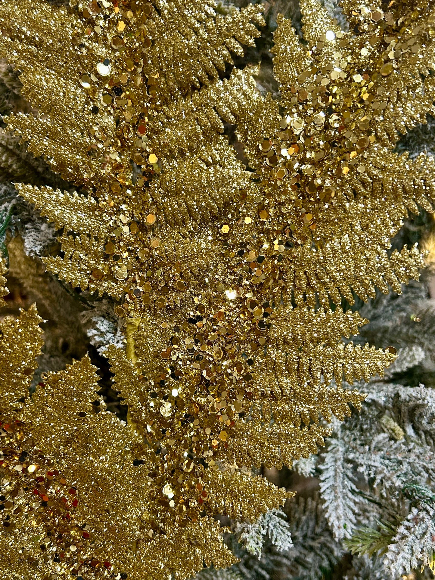 34 Inch Gold Jumbo Glitter Sequin Fern Spray