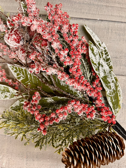 18 Inch Red Snow Ice Berry Cedar Pick