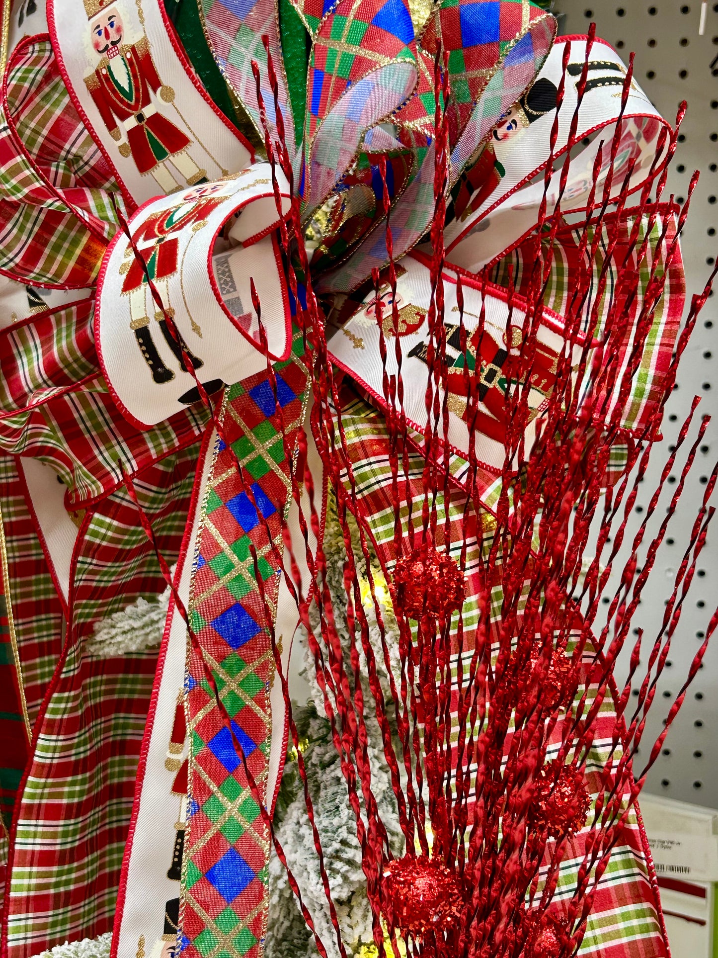 33 Inch Red Ball Pine Spray