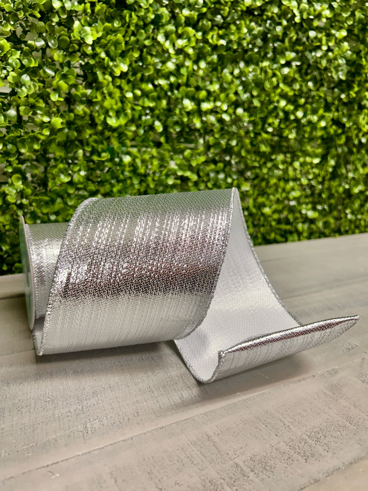 4 Inch By 10 Yard Silver Metallic Ribbon