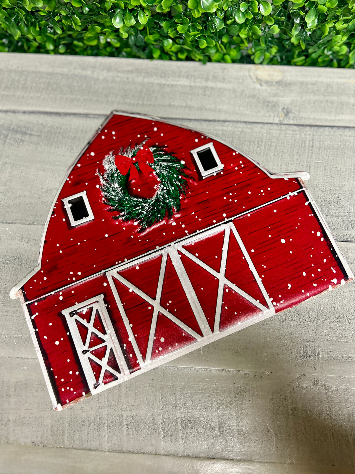 12 Inch Metal Red Winter Barn Sign