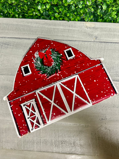 12 Inch Metal Red Winter Barn Sign