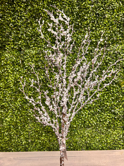 38.5 Inch White And Natural Snow Twig Spray