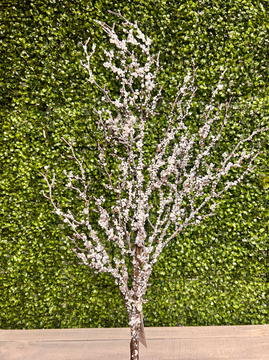 38.5 Inch White And Natural Snow Twig Spray