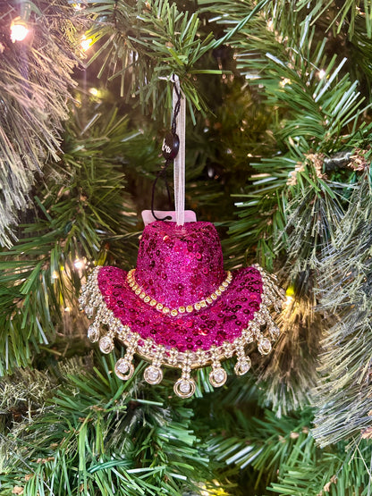 Kat And Annie Glitzy Cowgirl Hat Ornament