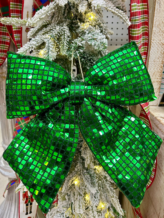 12 Inch Dark Green Bow Ornament