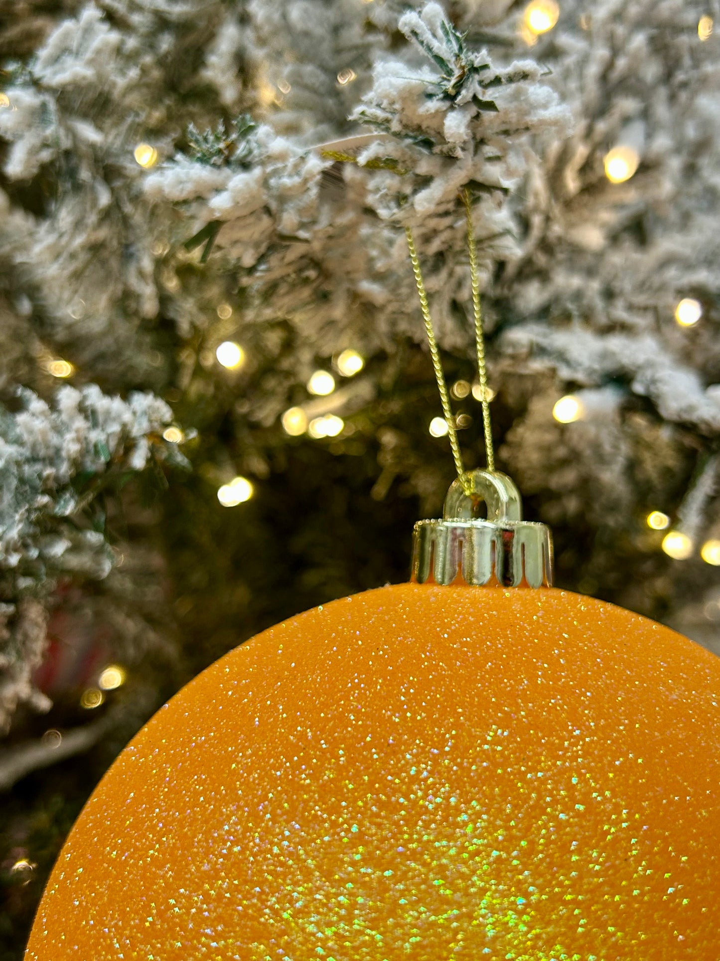 6 Inch Orange Glittered Ball Ornament