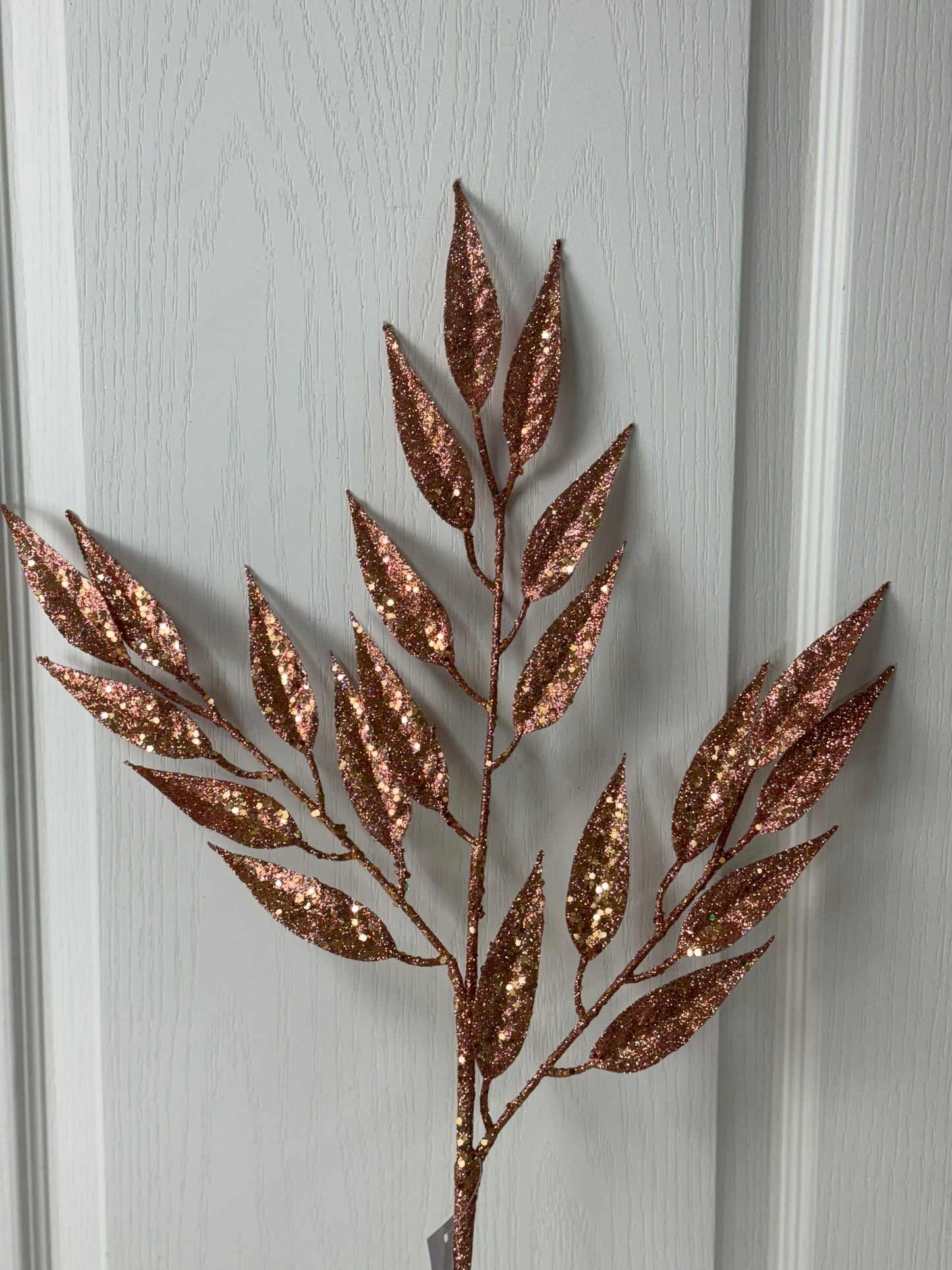 28 Inch Blush Pink Glitter Leaf Spray