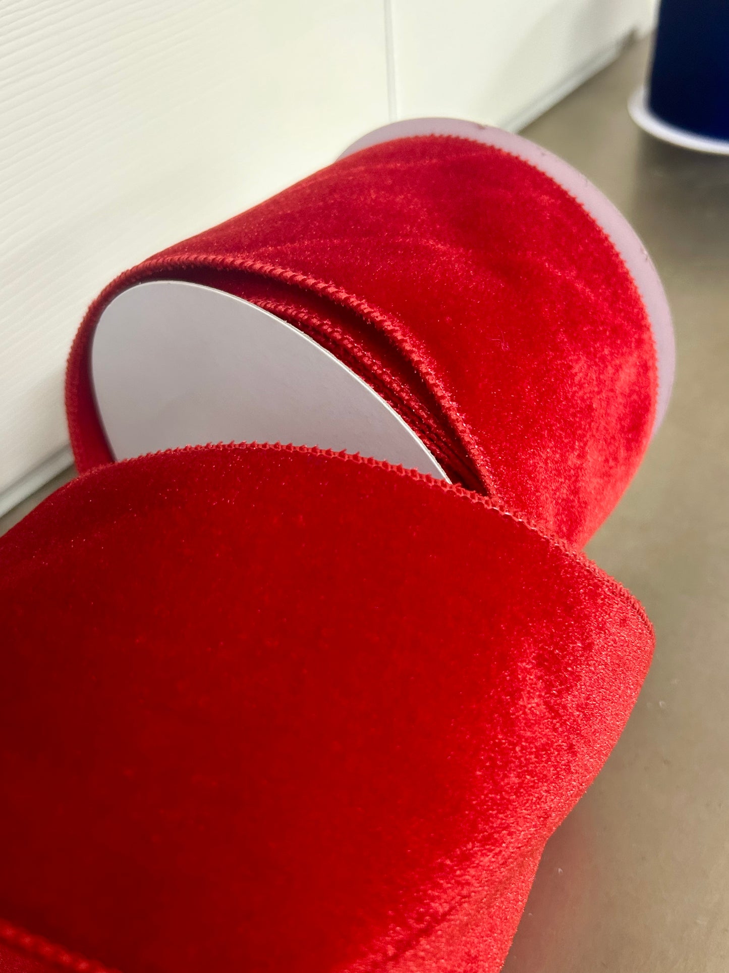 4 Inch By 10 Yard Red Deluxe Velvet With Satin Backing
