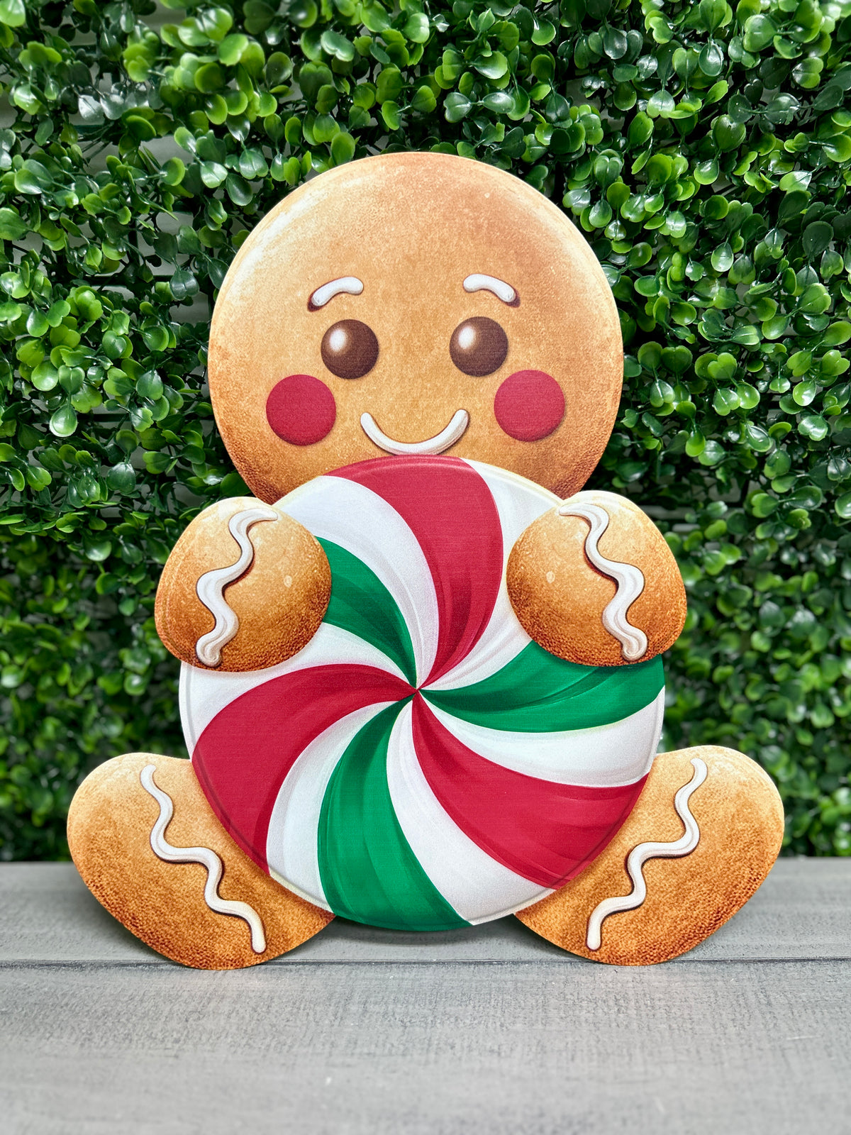 12 Inch Red And Emerald Gingerbread Candy Sign