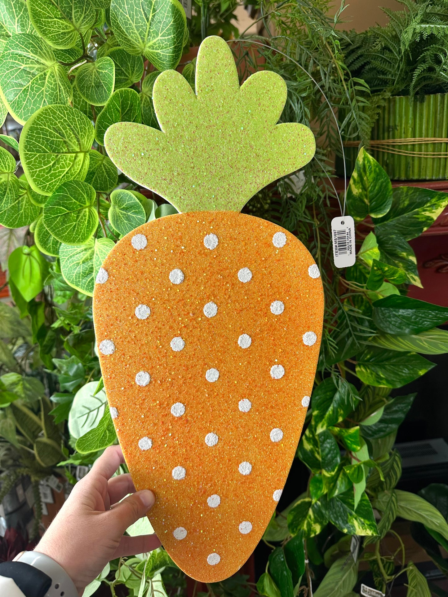 20 Inch Glittered Eva Polka Dot Carrot