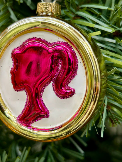 Pink Silhouette Glass Ornament
