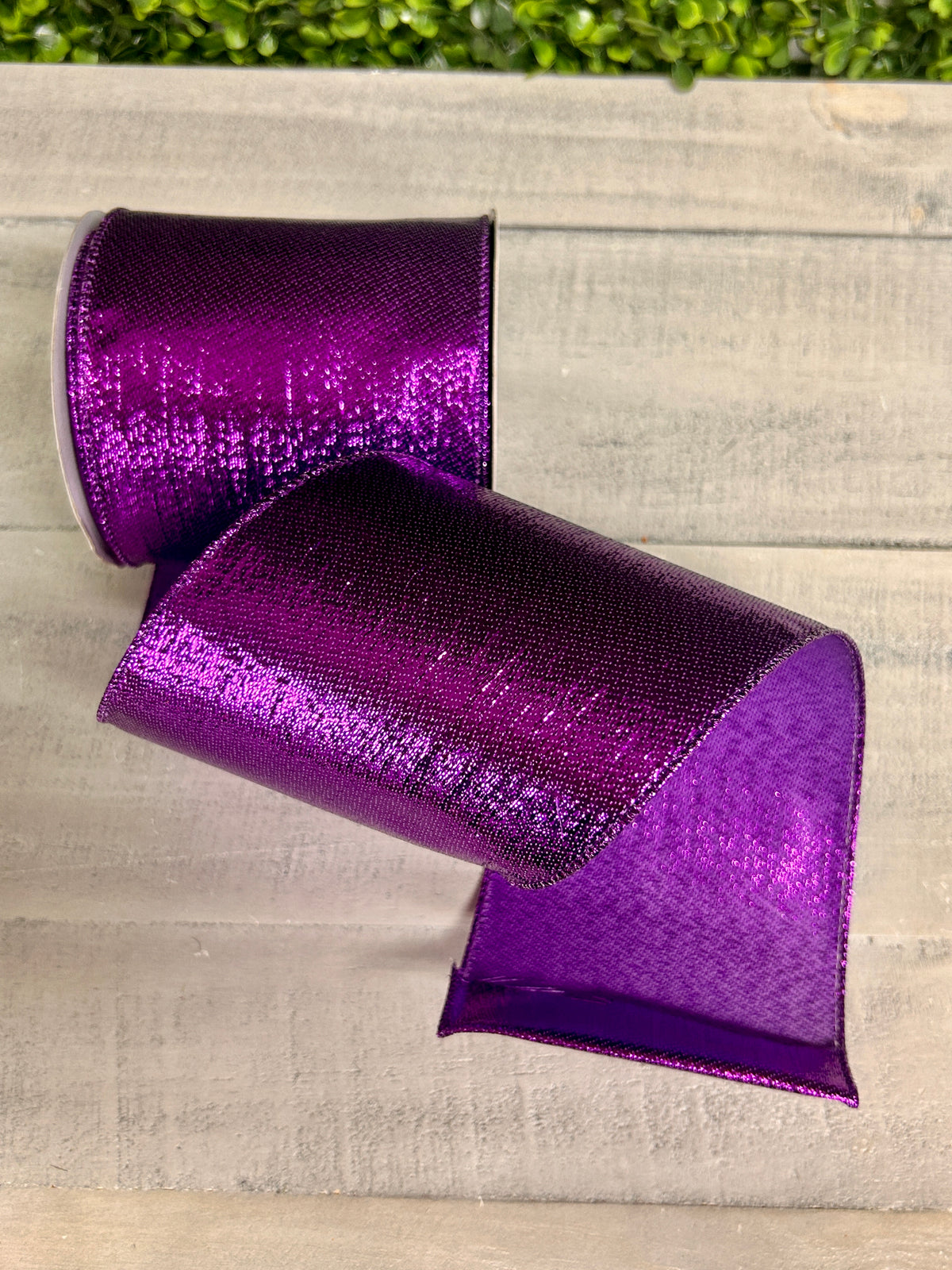 4 Inch By 10 Yard Purple Metallic Ribbon