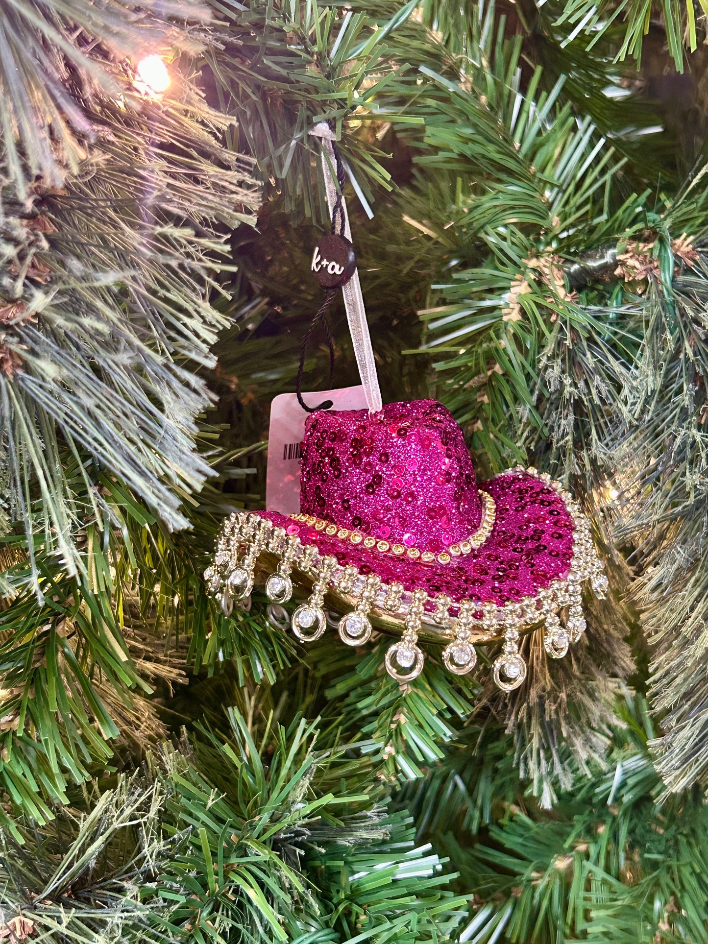 Kat And Annie Glitzy Cowgirl Hat Ornament