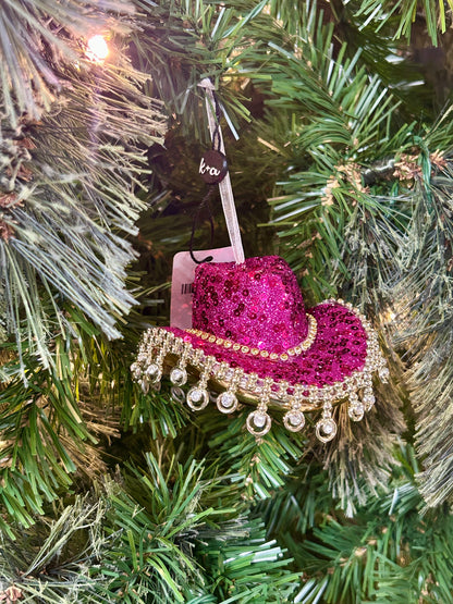 Kat And Annie Glitzy Cowgirl Hat Ornament