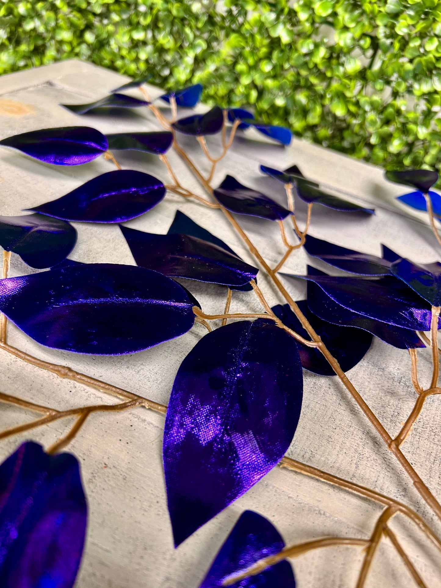 23 Inch Royal Blue Metallic Ficus Spray