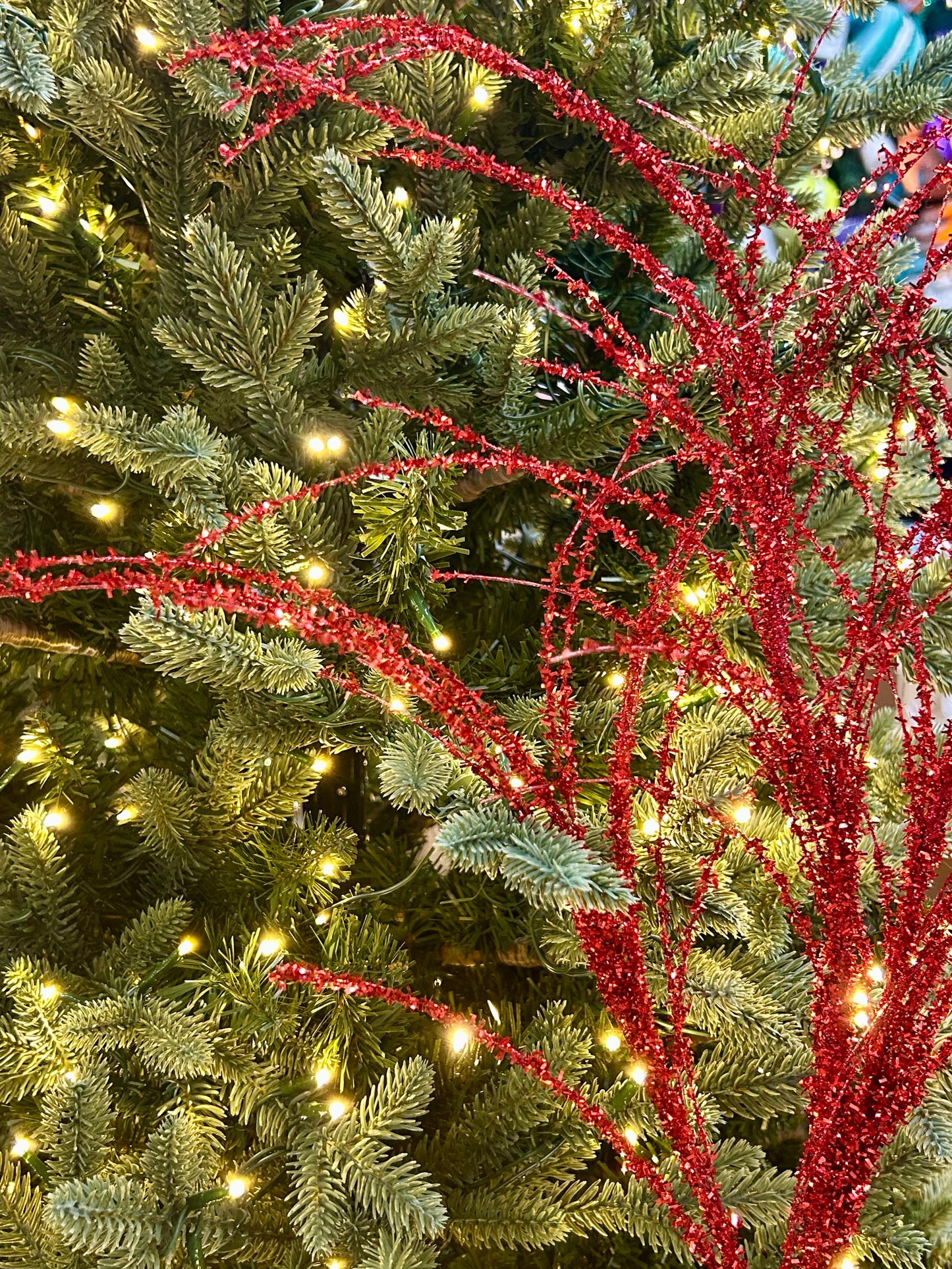 32 Inch Red Pine Glitter Spray