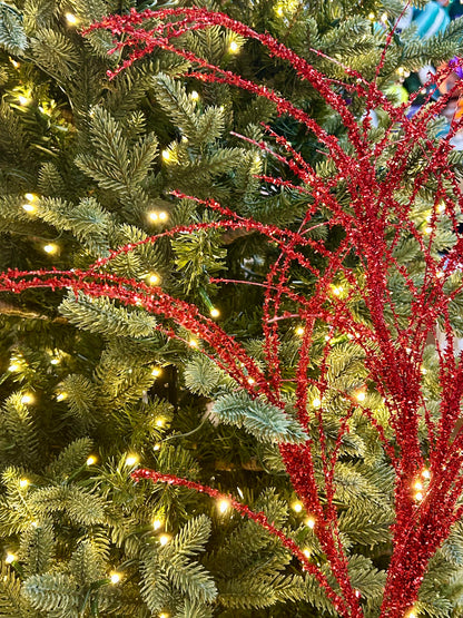 32 Inch Red Pine Glitter Spray