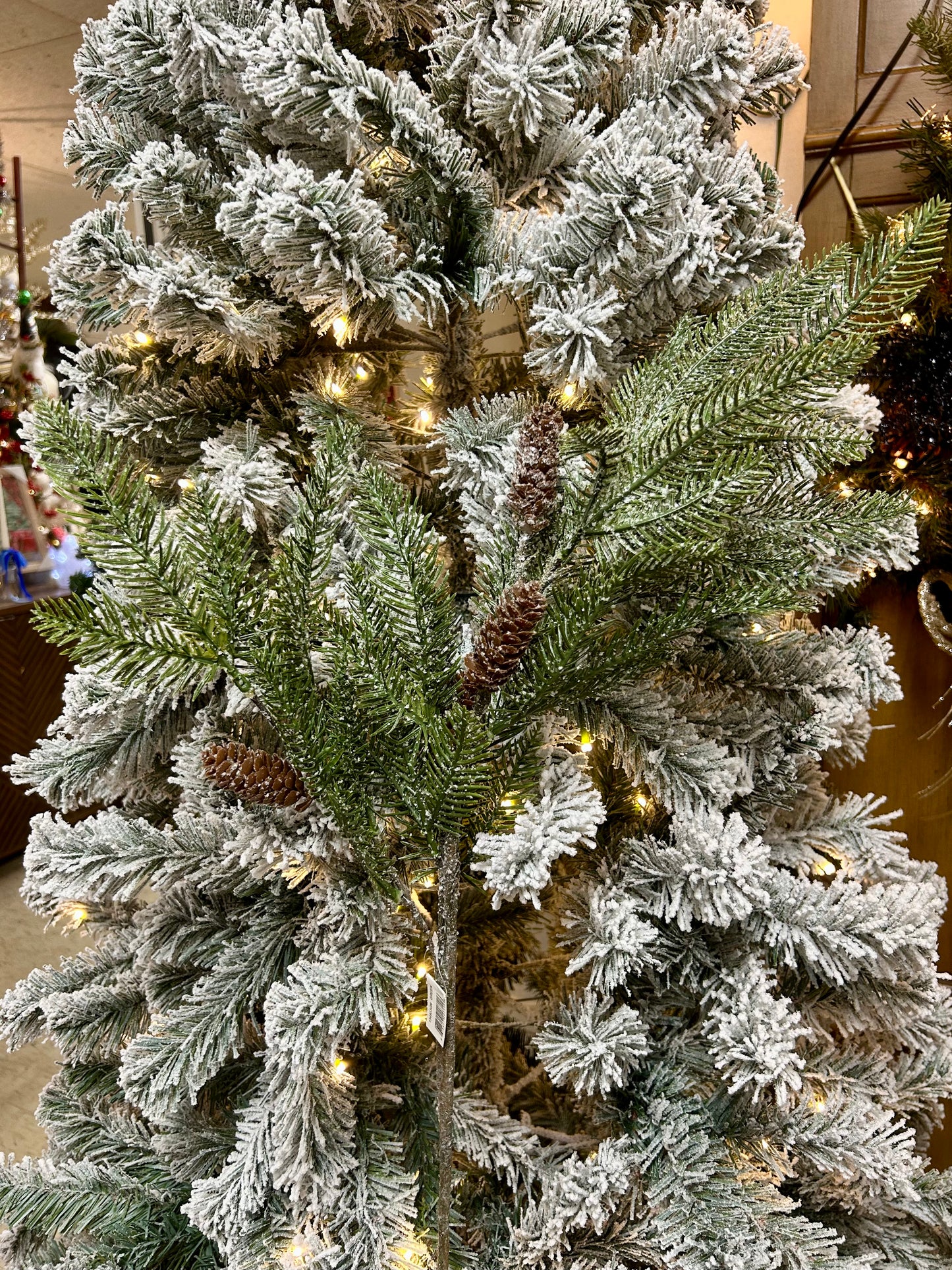 28 Inch Green Glitter Pine And Pinecone Spray