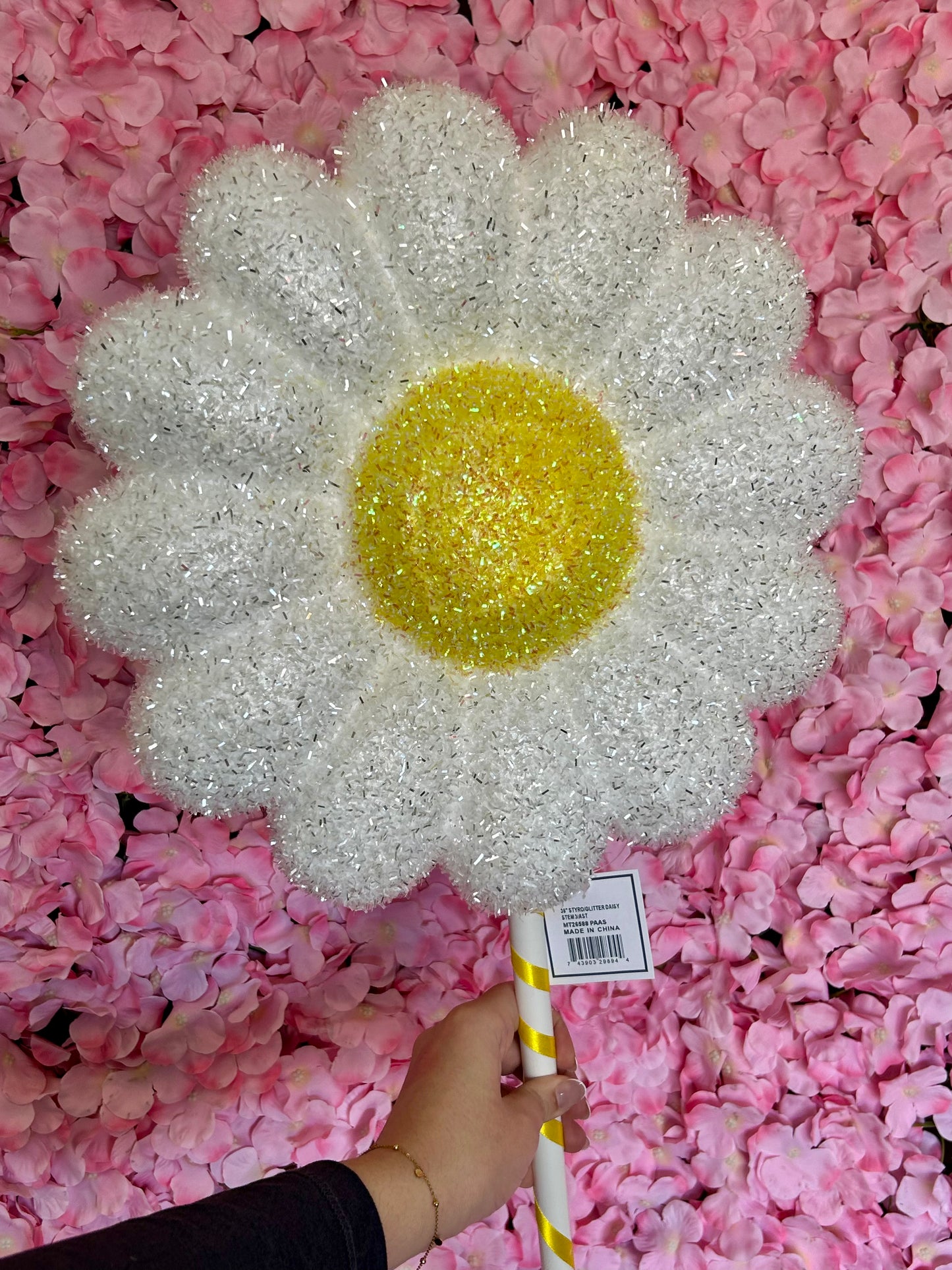 36 Inch Styrofoam Glitter Daisy Stem Three Styles