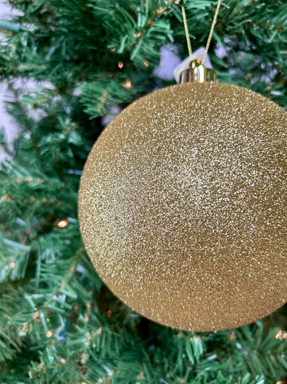 6 Inch Gold Glittered Ball Ornament