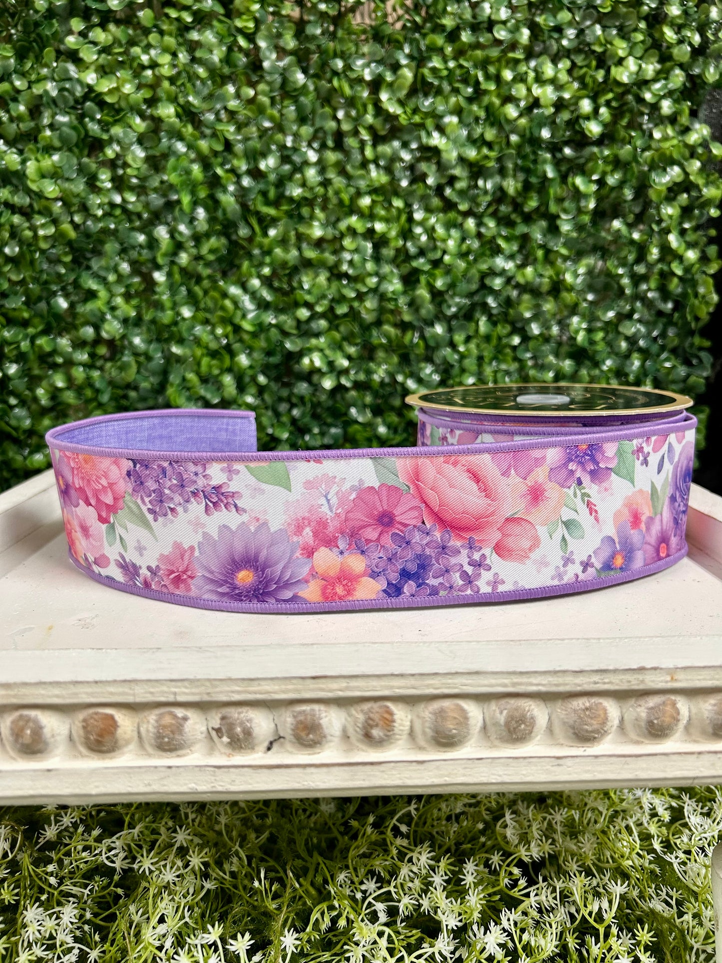 2.5 Inch By 10 Yard Watercolor Florals Ribbon