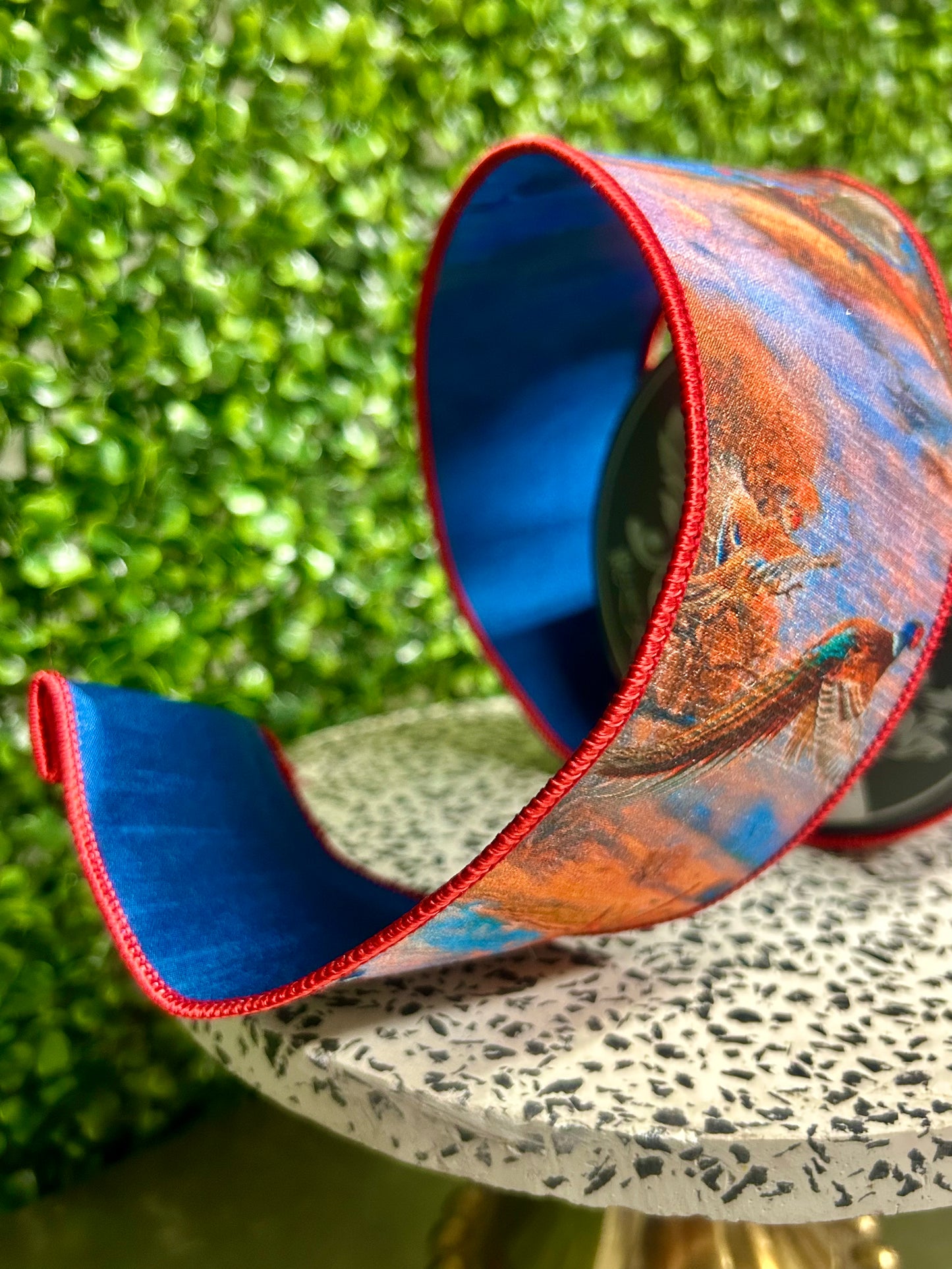 2.5 Inch By 10 Yard Pheasant Horizon Dupioni Fused Ribbon