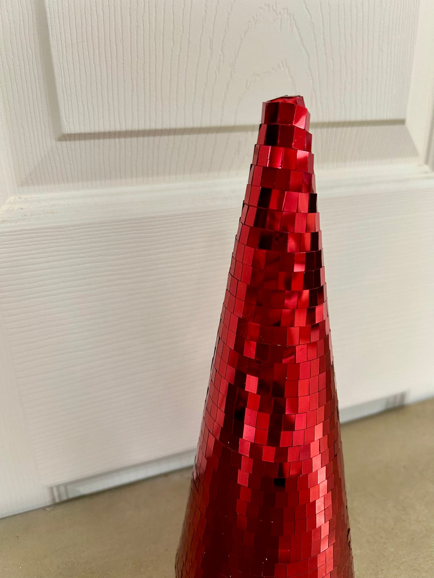 11.5 Inch Red Mirror Cone Tree