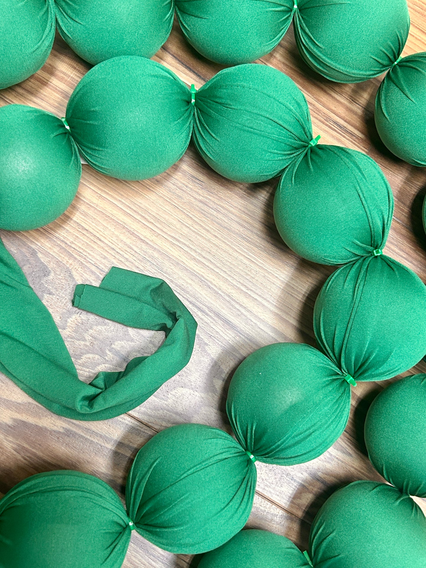 10 Foot Green Christmas Fabric Ball Garland